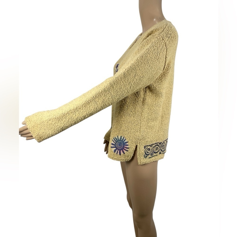 Vintage CHAVA Comfort knit  V-Neck Sweater with Artistic Patterns size 1 - Picture 3 of 5